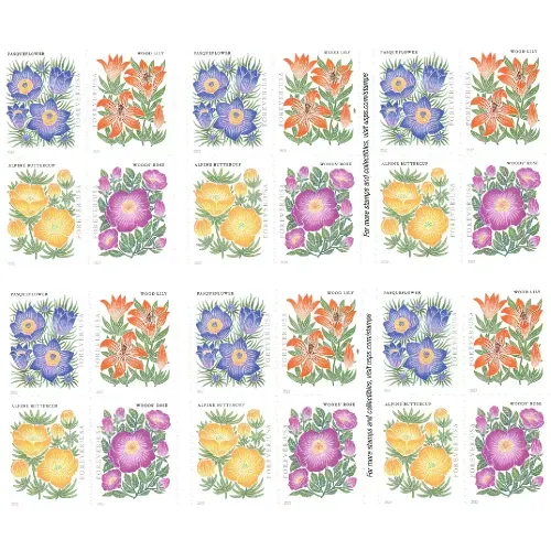 Mountain Flora 2022- 5 Sheets 100 Pcs Unused Stamps for Mailing